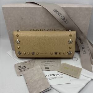 Jimmy Choo Calfskin Leather Star Stubs Long Wallet 26744